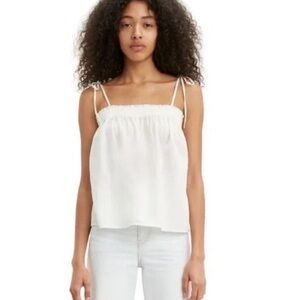 •LEVI'S•NWOT WHITE BOHO SMOCKED FLOWY ALANA CAMI TANK TOP SIZE LARGE